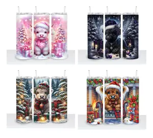 Christmas Cows (2024) Choice - 20oz Tumbler Bottle Drinkware Lid Plastic   Xmas Tumbler