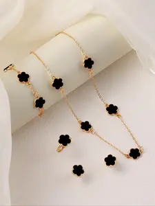 Flower Design Matching Jewelry Set, Fashion Jewelry for Party, Daily Clothing Decor, Trendy All-match & Exquisite Jewelry for Birthday Gift