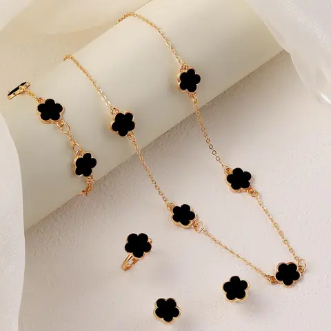 Mother's Day Gift, Flower Design Matching Jewelry Set, Earrings, Necklace, Fashion Jewelry for Party, Trendy All-match & Exquisite Jewelry for Birthday Gift