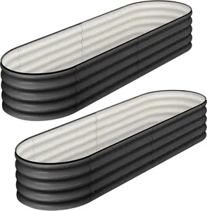 Raised Garden Bed Set of 2, 4.5x2x1.5ft Galvanized Raised Garden Bed, Outdoor Large Planter Raised Beds Open Base with Safety Edge and Glove for Vegetables Flowers Ground Planter