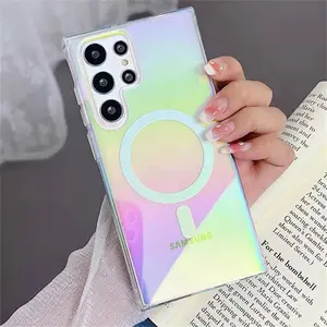 Gradient Laser Rainbow For Magsafe Magnetic Case For Samsung S25 S24 S23 S22 S21 S20 Plus Ultra FE A56 A36 A26 A55 A35 A54 Cover