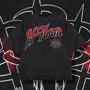 The Iconic Logo Of H-Town Washed T-Shirt, Washed Hoodie For Men, Graphic Vintage Acid Wash Heavy Cotton Tee, Streetwear Football Oversized Cowboys Texas Mexican Fans, Made In US