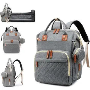 Diaper Bag with Changing Station 3 in 1 Baby Diaper Backpack Foldable Changing Pad Large Travel Back Pack for Baby Girl Boy USB Charging Port Durable Heat-retaining Grey