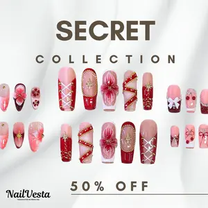 NailVesta Secret Collection – 100% Handcrafted 3D Press-On Nails | Reusable, Long-Lasting, Salon-Quality nail art