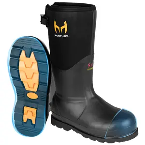 Rubber Work Boots with 800g Insulation, Puncture-Proof Steel Toe & Shank, Waterproof and Insulated 6mm Neoprene Hunting Boots for Farming, Construction, Fishing, and Manufacturing (Size 6-14)