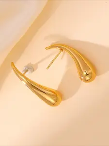 2pcs of simple and elegant stainless steel earrings with smooth lines, Dainty Fashion Jewelry, perfect for daily commuting and an excellent gift to showcase your taste