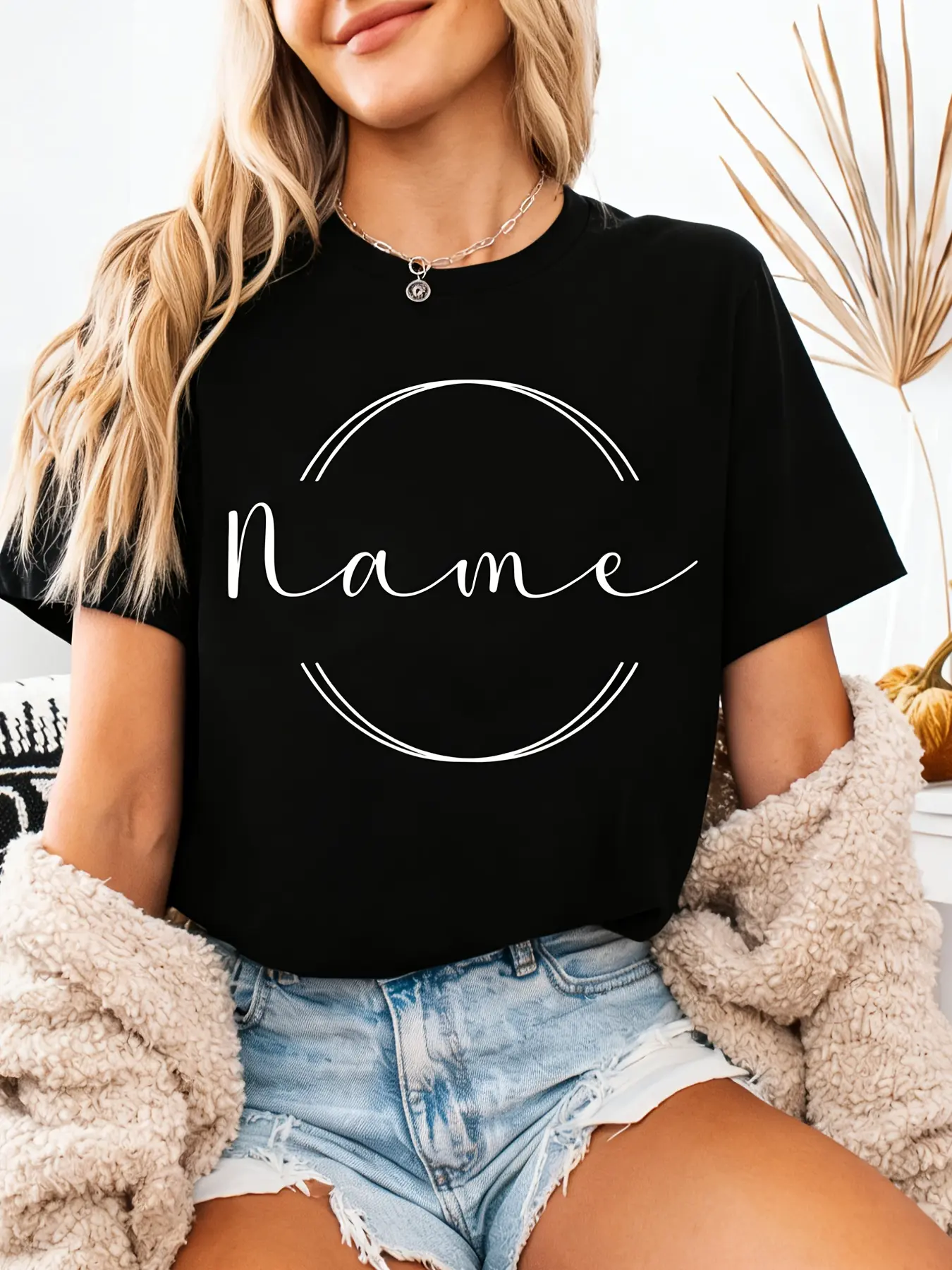 Custom Personalized Name Women'S T-Shirt, Minimali unisex soft cotton short sleeve t shirt, vintage graphic casual tee for men women teens, perfect birthday holiday gift for camping travel gym daily street  wear