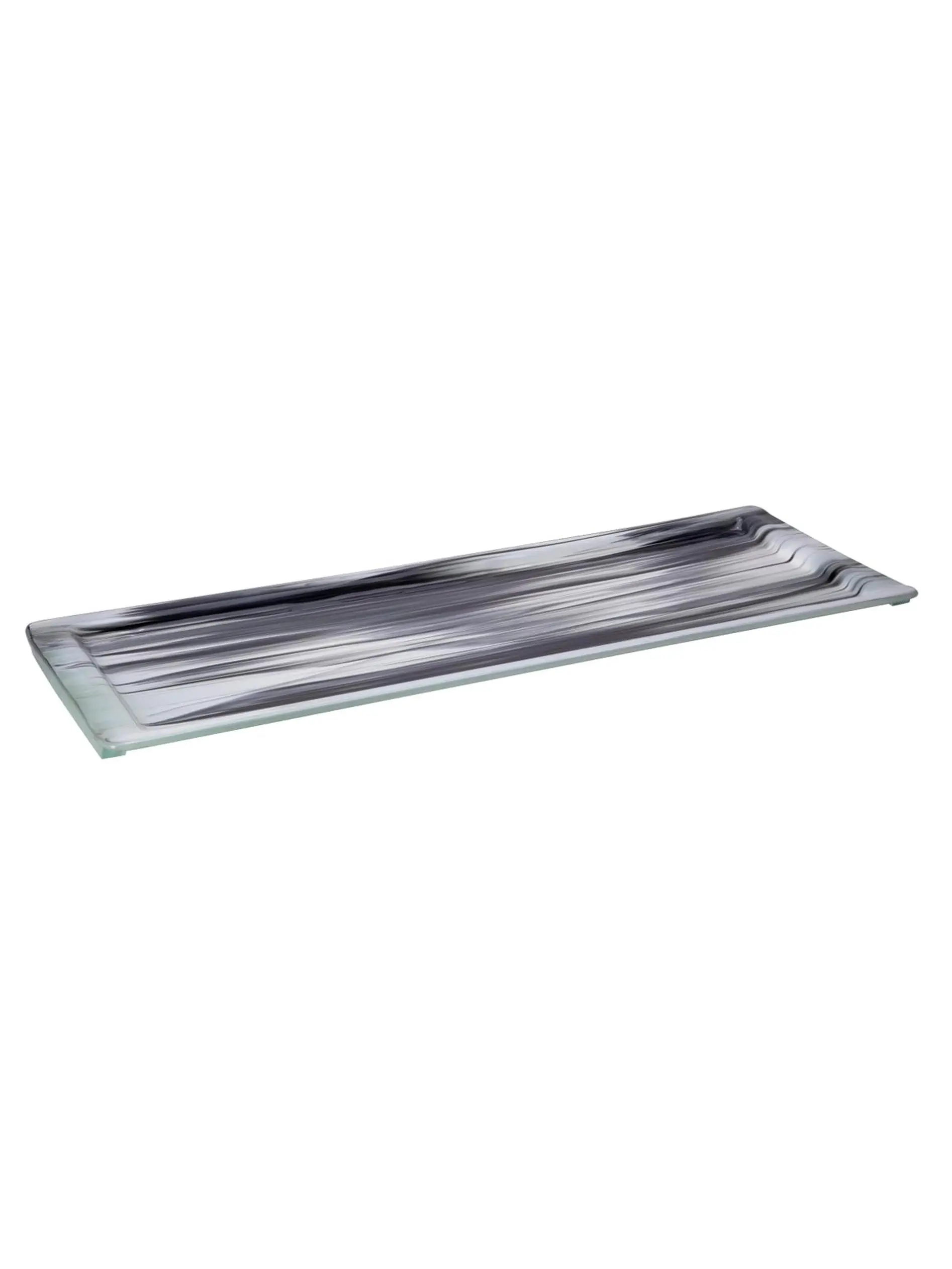 Rosseto GLS062BW Rimmed Edge Large Rectangular Serving Platter - White & Black, Scratch Res., Yes BPA-Free, for Modern Home Decor & Table Service