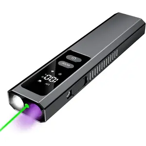 Rechargeable Flashlight with Green Beam, UV and White LED Combo, 800 Lumen EDC Flat  Flashlight, Four Sources for Outdoors  Working, Aluminium, with Storage Case, Black