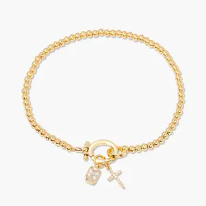 Josephine Cross Birthstone Bracelet in Gold by Brook and York