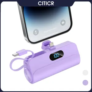 Mini Power Bank,Capsule Power Phone Charger 5500mAh,Portable Charger with Dual USB-C Ports for iPhone 17/16/15/15 plus/15 pro/15 pro Max/Android Phone/Samsung/Moto/LG etc (Pink)