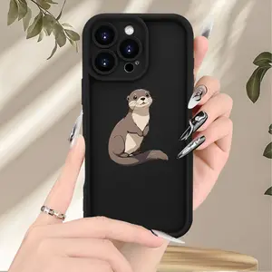 A phone case with otter pattern print, TPU shockproof full protection case, suitable for iPhone 17/16/15/14/13/12/11 PRO MAX PLUS AIR E XS and PROMAX MINI, an ideal gift for friends and family, T1263