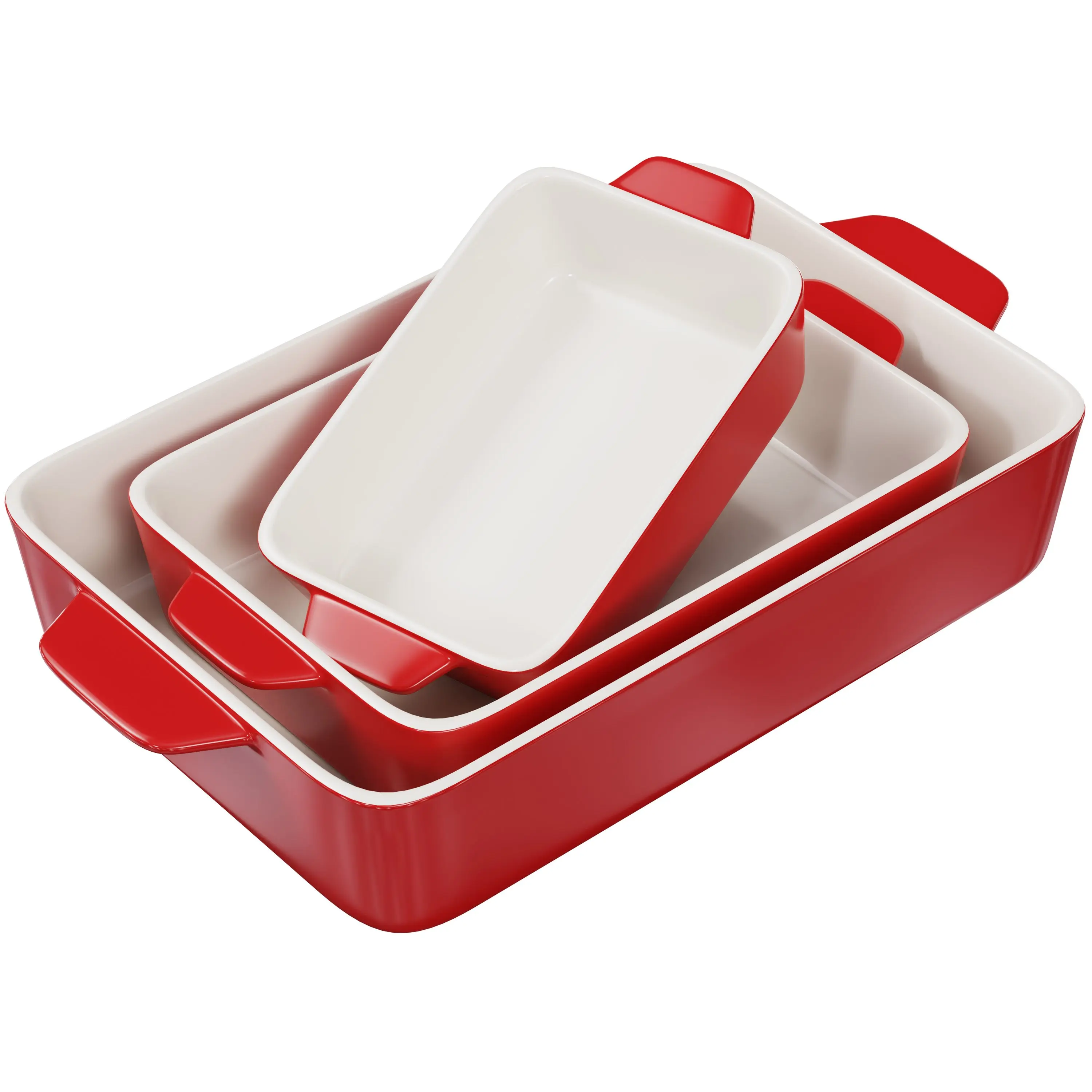 Cherry Red Shaped Bakeware Set - 3 Baking Dishes, Ideal for Cheese Baking Cherry Red Shaped Bakeware Set - 3 Baking Dishes, Ideal for Cheese Baking