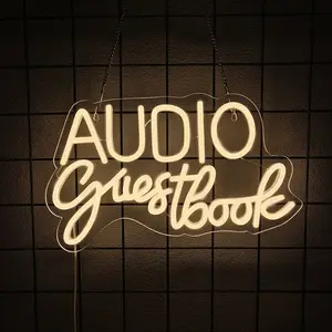 Audio Guestbook Neon Signs for Wall Decor Led Lights for Wedding Leave Message White Led Signs for Birthday Parties Corporate Events Graduation Ceremonies Festival Holiday