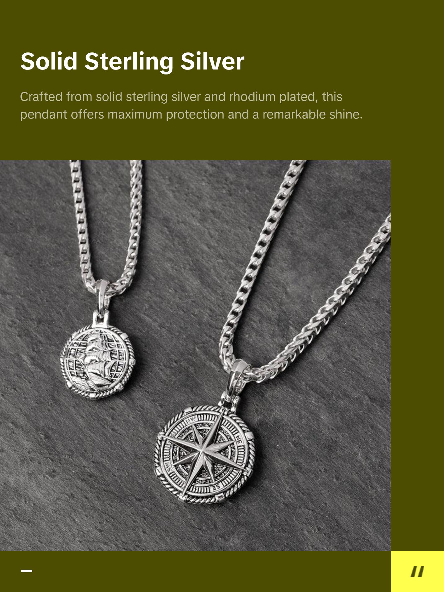 Voyager, Silver Compass Pendant