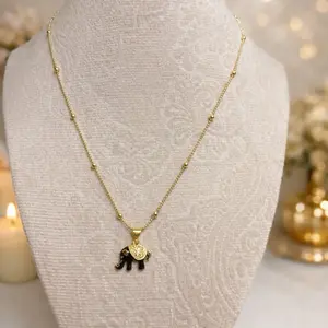 Elegant Red Elephant Pendant Necklace with Gold Chain for Women's Fashion Jewelry