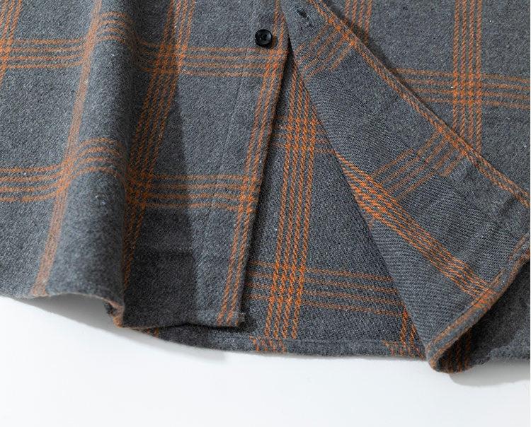 Thickened brushed flannel plaid shirt, men's spring and autumn plaid shirt, retro casual versatile couple shirt jacket, long sleeve buttoned collar flip top, soft and comfortable fabric, suitable for daily wear