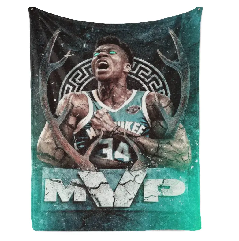 Milwaukee Forever No. 34 Giannis Antetokounmpo Greek Freak Flannel Throw Blanket, Vintage Basketball Tribute Blanket, Ultra Soft Cozy Sports Blanket for Sofa Bed Couch, Basketball Fan Room Decor Gift