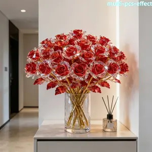 12 Crystal Rose Flowers, No Maintenance, High-End Decor, Mother's Day, Valentine's Day, Wedding Gift, Artificial Flowers