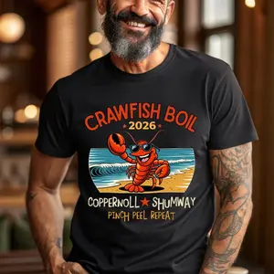 Family Crawfish Boil 2026 Beach Crawfish T-Shirt Personalized Crayfish Tee Crewneck Casual Streetwear for Men Women 100% Cotton Comfortable Everyday Wear