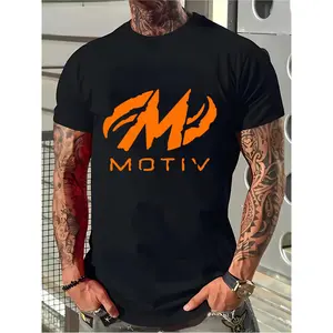 Men's Motiv Bowling Logo T-Shirt - 100% Cotton Crew Neck Short Sleeve Tee, Lightweight Breathable Regular Fit Casual All-Season Shirt with Bold Orange Graphic Print, Plus Size for Sports & Running, Bowling Accessories