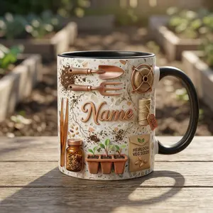Vegetable Growing Mug 3D, 2D Printed 3D Effect Faux 3D Ceramic Coffee Cup with Homegrown Garden Harvest Veggie Design for Gardeners and Organic Living Enthusiasts, Perfect for Daily Use, Harvest Season, Birthday and Gift