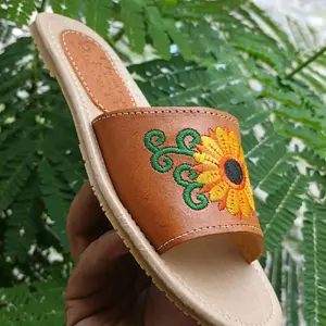 Huaraches/Sandals with Sunflower Embroidery - Casual Footwear Featuring a Unique Design Women Girl Summer