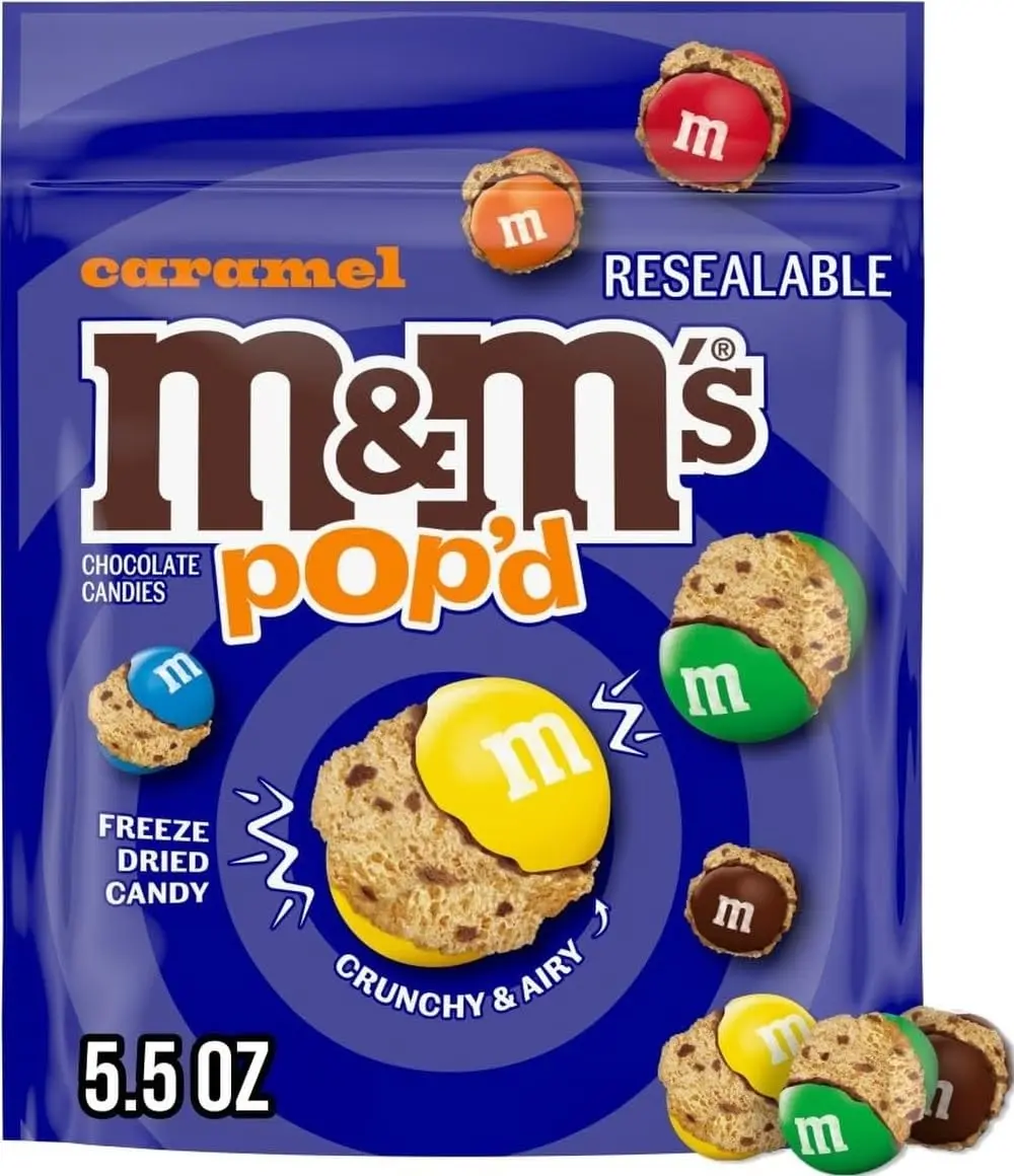 M&M'S Pop'd Caramel Chocolate Crunchy Freeze-Dried Candy 5.5 Oz Resealable Bag