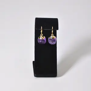 Amethyst - Gold - ½”  Huggie Earring