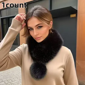 Winter Fashion Girl Warm Fluffy Soft Scarf, Faux Fur Neck Protector, Trendy Korean Style Plush Strap, Versatile High-End Ball Fringe Scarf