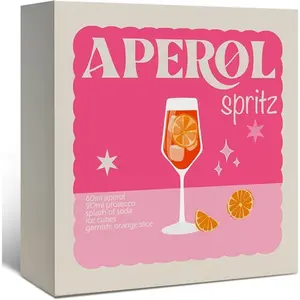 Aperol Spritz Sign, Pink Aperol Spritz Gifts Wooden Box Sign, Cocktail Lovers Gifts, Trendy Pink and Orange Wood Signs for Home Bar Kitchen Desk Tabletop Shelf Wall Decoration 5x5 Inch