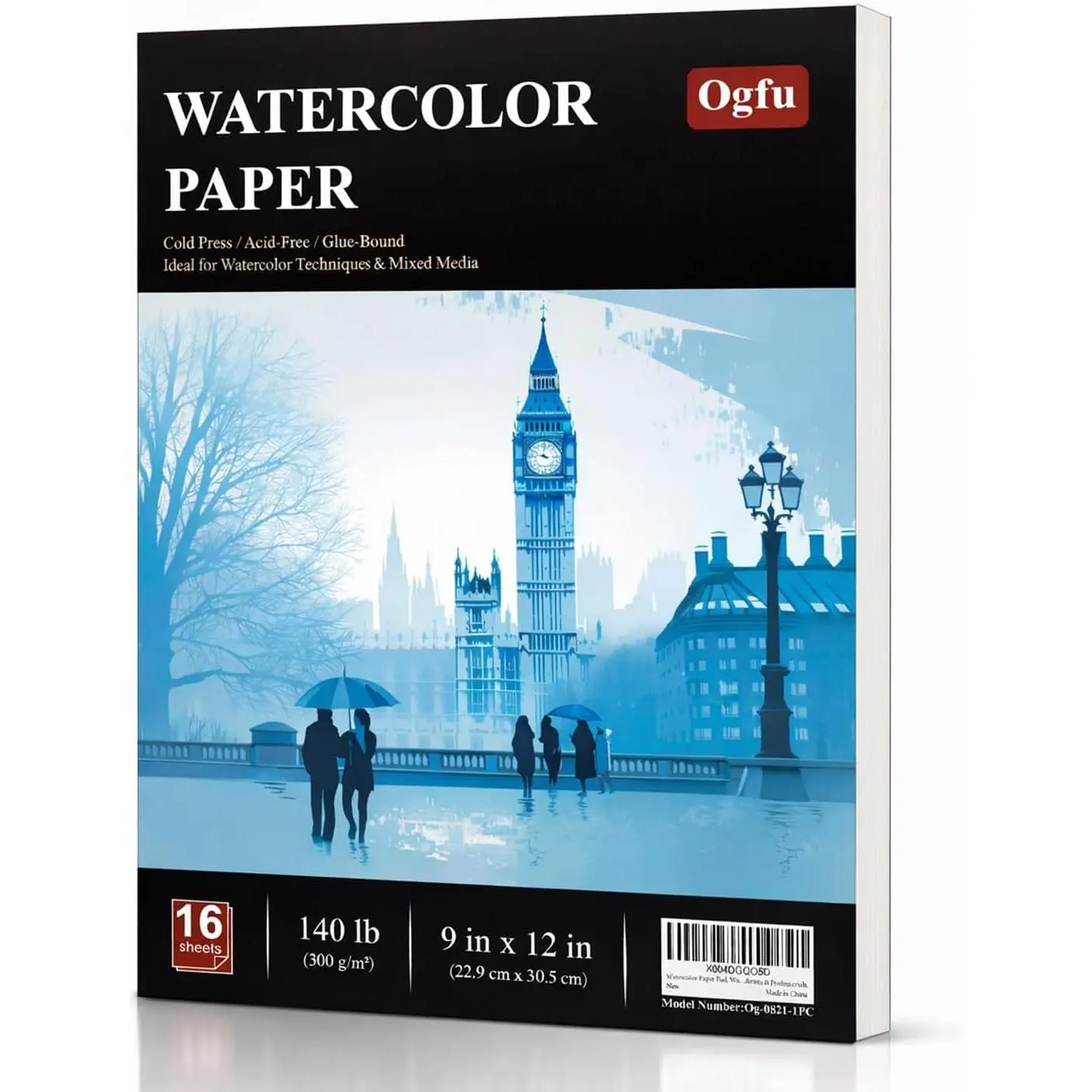 Watercolor Paper Pad, 9"x12" 140lb/300gsm Cold Press Acid-Free, Ideal for Beginners, Art Class, Watercolor Painting, Techniques & Mixed Media Art Supplies, Ideal For Watercolor Techniques & Mixed Media