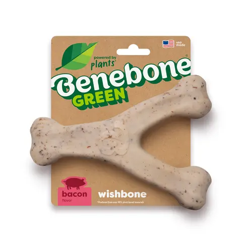 Green Wishbone | Plant-Based Dog Chew Toy for Moderate Chewers | Real Flavor & Long-Lasting Play