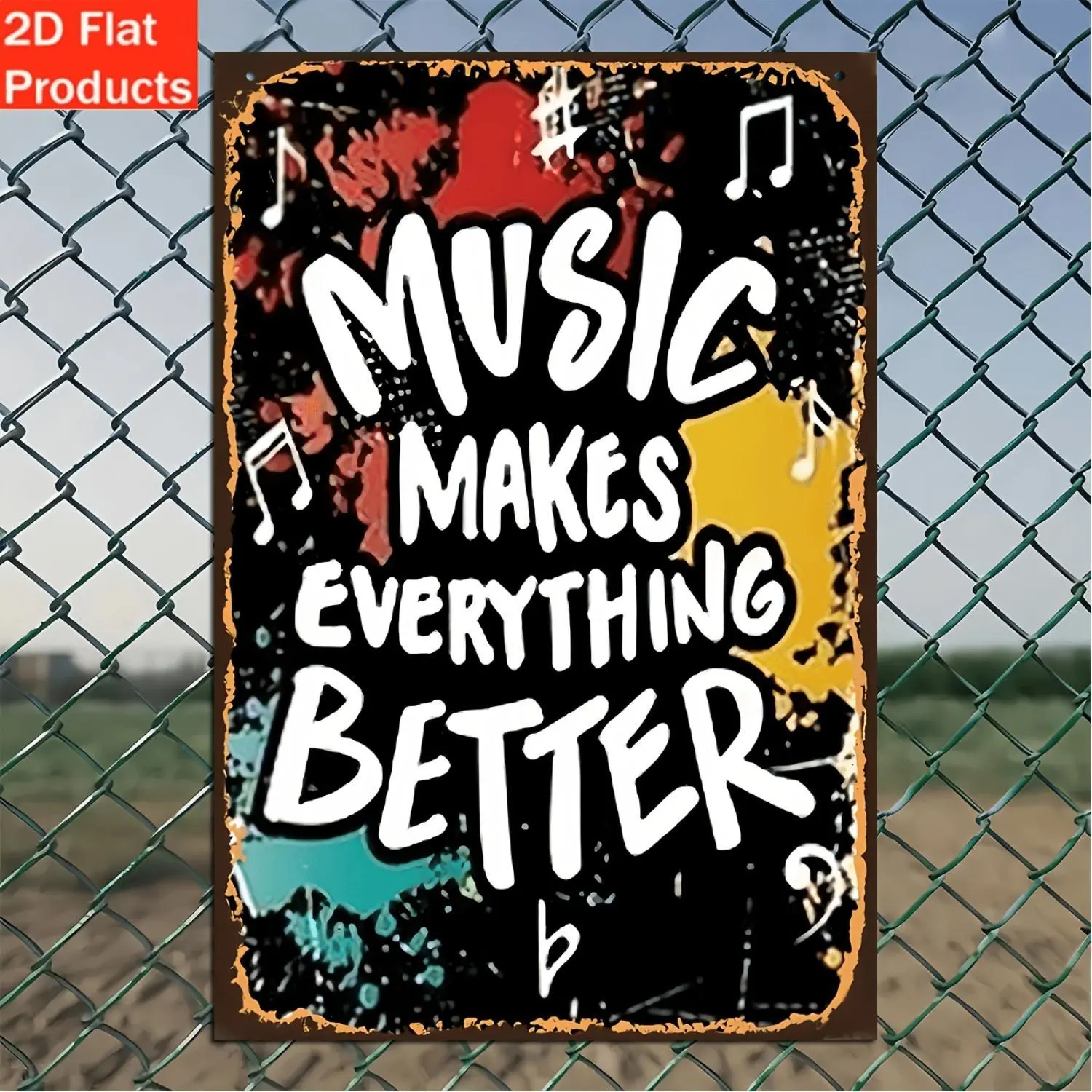 2D Flat Decorative Sign And Plague - 1pc Wooden Vintage Sign, "Music Makes Everything Better" with Pre-Drilled Holes, Suitable for Indoor, Garden, Outdoor, Home, Office, Bathroom Decoration, Perfect Holiday Gift Halloween Christmas Decor