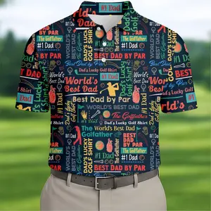Best Dad By Par Golf Polo Shirt Short Sleeve Outdoors Lightweight Print Menswear