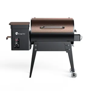 KingChii HWPG 456A-WR Wood Pellet Grill & Smoker with PID Temperature Control, Foldable Legs, Portable Travel Set for Outdoor Cooking Barbecue