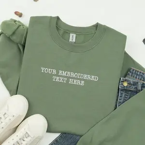 Personalized Embroidered Quote Sweatshirt – Custom Text Crewneck for Couples, Mental Health Message, Gift for Him or Her