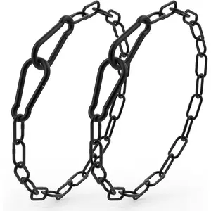 2Pcs 20 Inch Black Stainless Steel Gate Chain Lock with Carabiner, Durable Chain Link Lock for Outdoor Fences Gates Pet Cages Livestock Corrals Barn