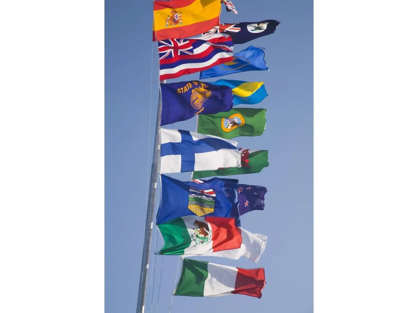 International Flags on a Flagpole Poster Print - 24x36 in, Artistic Wall Decor for Room, Ideal Gift (Home Supplies)