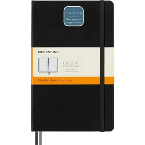 Moleskine Classic Expanded Notebook, Hard Cover, Large (5" x 8.25") Ruled/Lined, Black, 400 Pages