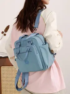 2026 New Multi Pocket Backpack for Women, Large Capacity Handbag, Shoulder Crossbody Bag, Minimalist Solid Color, Work Travel Casual Bag