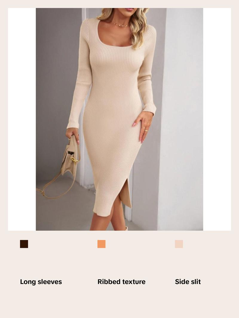 Elegant Ribbed Midi Dress Casual Fabric Womenswear Comfortable free people  ivy tee