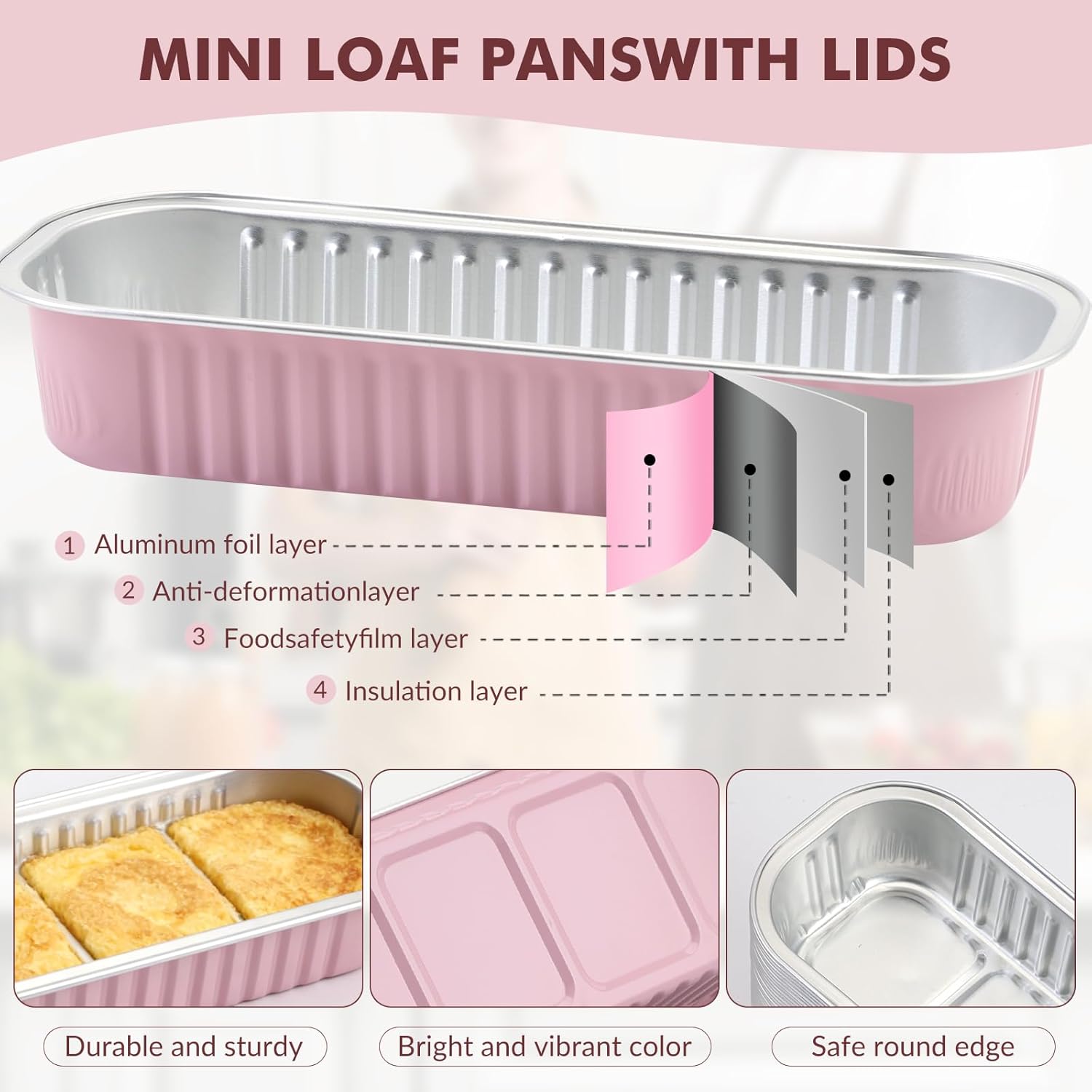 30 Pack Mini Loaf Cake Pans with Lids & Spoons, 6.8oz Disposable Aluminum Foil Baking Tins, Rectangular Mini Bread Pans for Baking, Meal Prep, Party, Picnics & Holiday Gifts