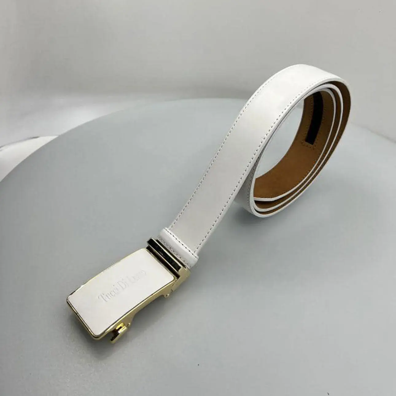 White Italian Leather Ratchet Belt for Men – Handmade Luxury Smart Belt