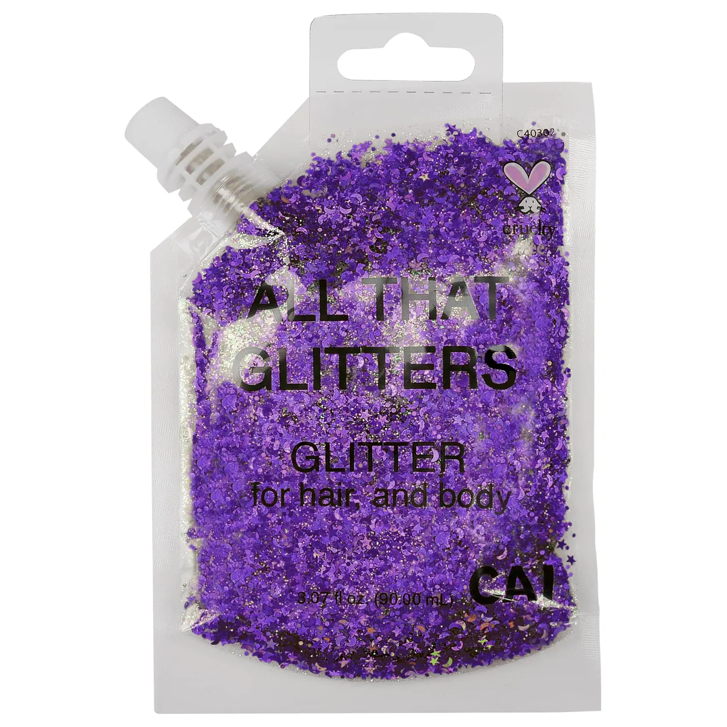 Glitter Gel Makeup- Face, Body & Hair (Moons Violet) Chunky Iridescent Holograph Stars & Moon, 3 oz | Cosmetic-Grade, Apply Without Glue, Easy to Take Off & Keep Skin Clean - for Concerts, Raves