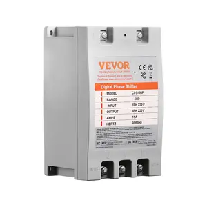 VEVOR 3 Phase Converter - 5HP 15A 220V Single Phase to 3 Phase Converter, Digital Phase Shifter for Residential and Light Commercial Use, 220V Input/Output (One Converter for One Motor Only)