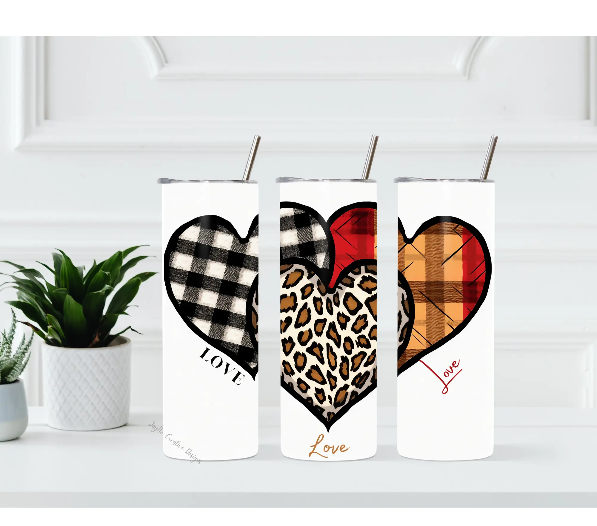 Valentine's Three Hearts -20oz Sublimation Tumbler Wrap Transfer Sheet