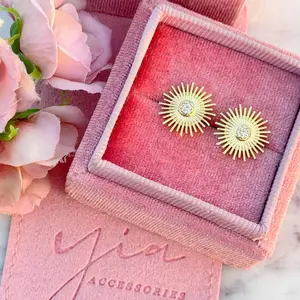 Solstice Glow Sunray Earrings Diamond Studs Dainty Fashion Jewelry
