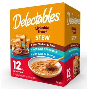 Hartz Delectables Stew Lickable Wet Cat Treats Variety Pack, 12 Pack