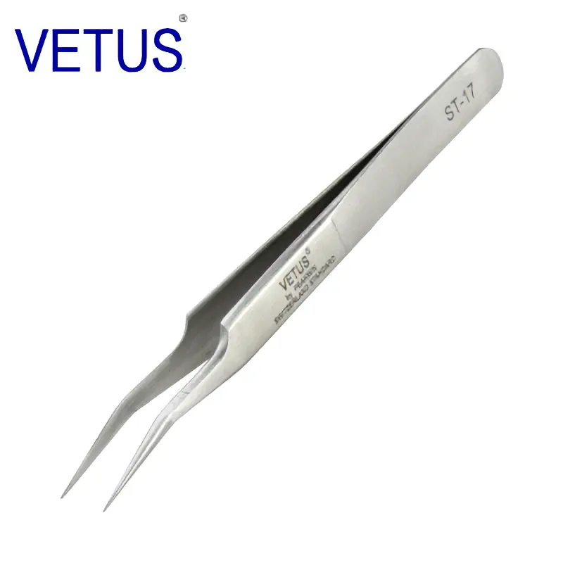 VETUS ST-17 (115mm) High Precision Tweezers Stainless Steel Non-magnetic Acid-proof Pincers  Eyelashes Beauty Manicure Tools 2026 New